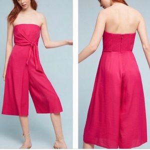 Anthropologie Maeve fuschia strapless jumpsuit